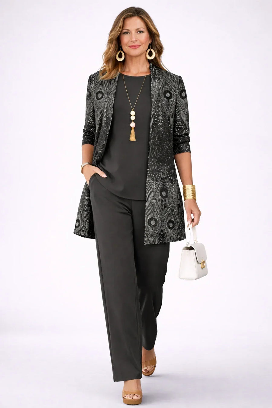 Vera | Black & Silver Paisley Three-Piece Set