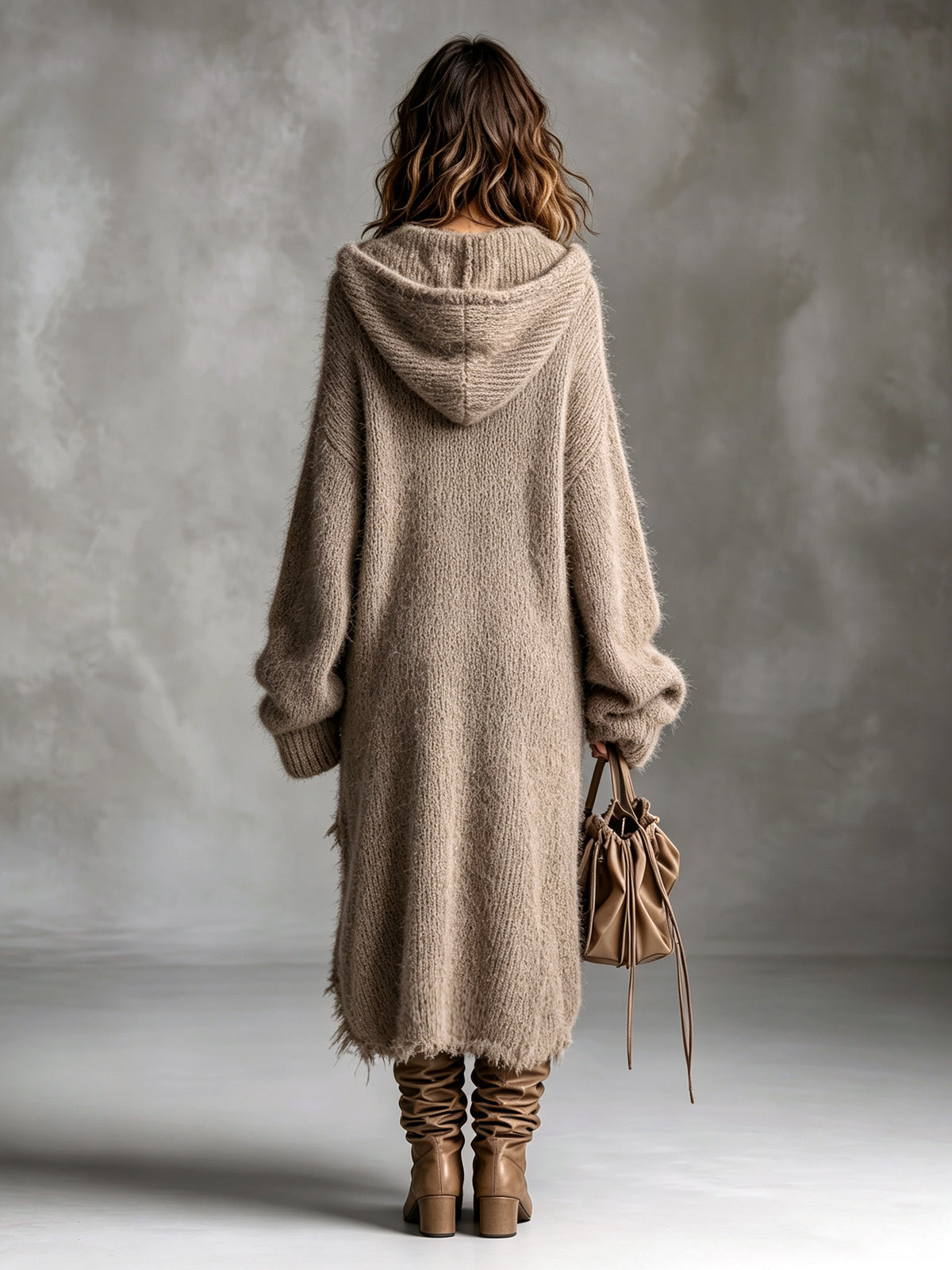 Elena | Fuzzy Knit Hooded Oversized Dress
