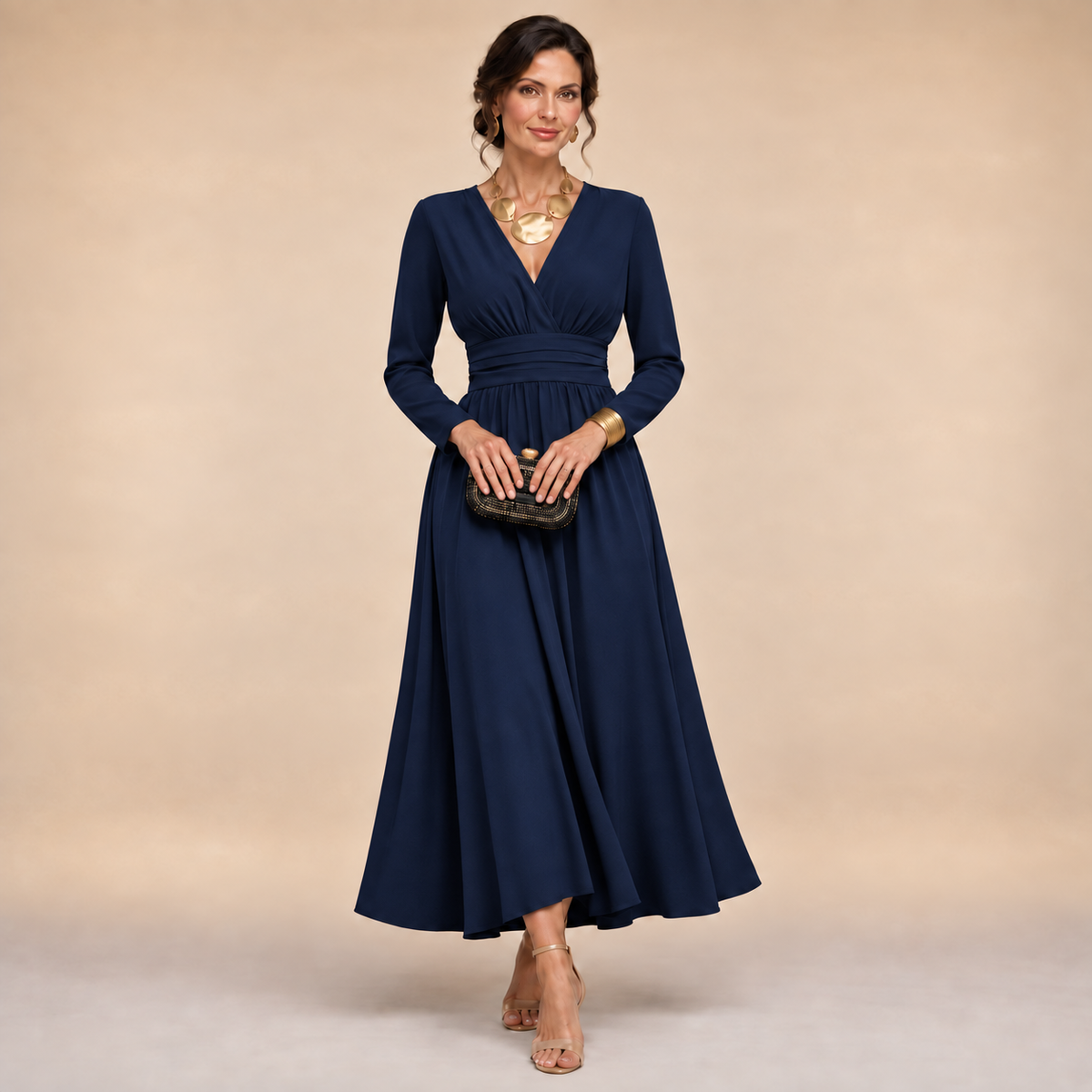 The Isabella Long Sleeve Wrap Dress – Timeless Elegance with a Flattering Defined Waist