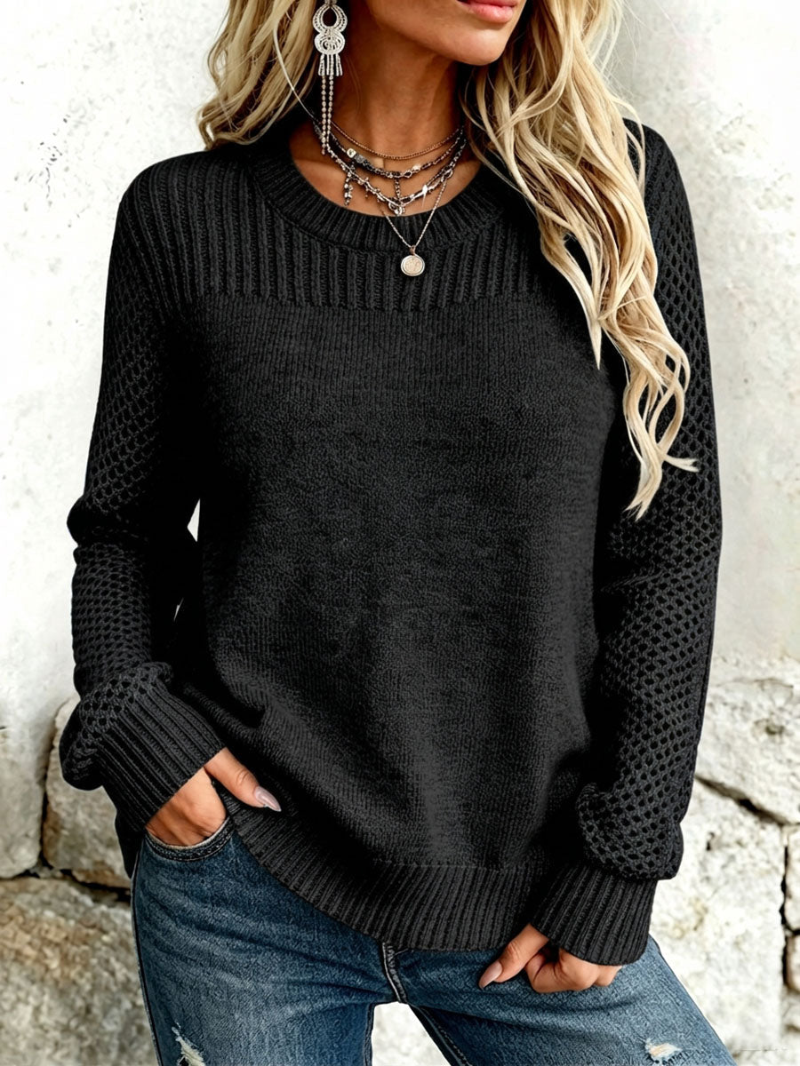 Lirienne | Textured Open-Knit Sleeves Sweater