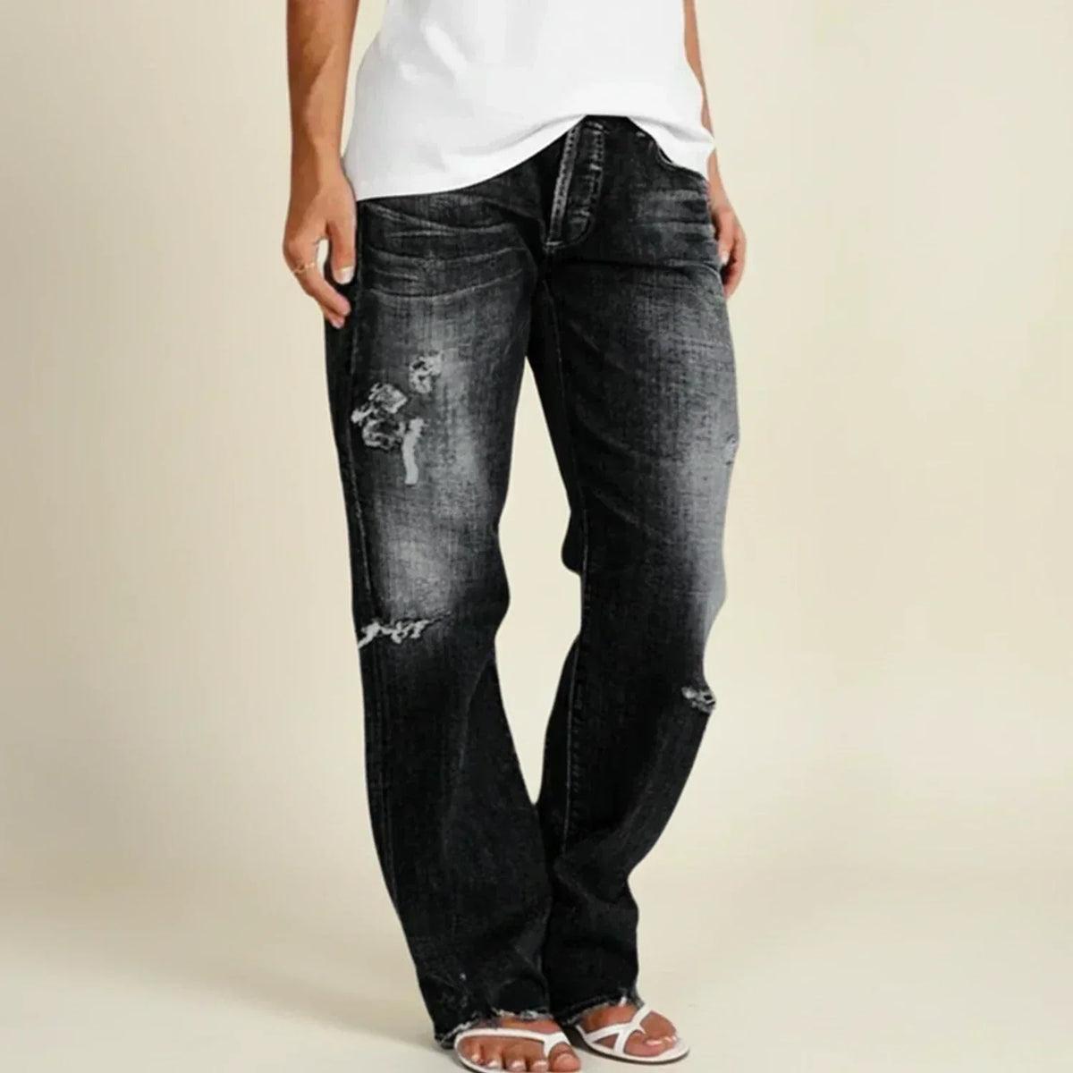 Chloe | Women’s Ripped High Rise Straight Jeans